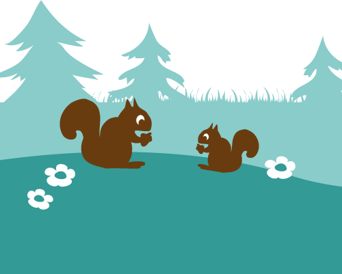 zwei gezeichnete Eichhörnchen byMoni